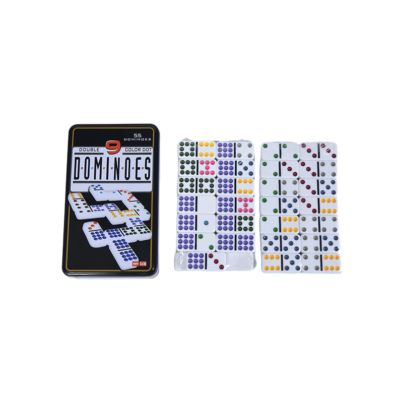 Color Dot Double Nine Tin box Precíziós Dominó