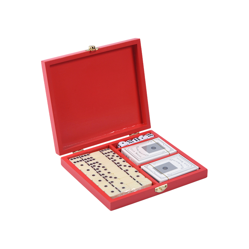 Hordozható Redwood Box Dual Game Set (dominó és póker)