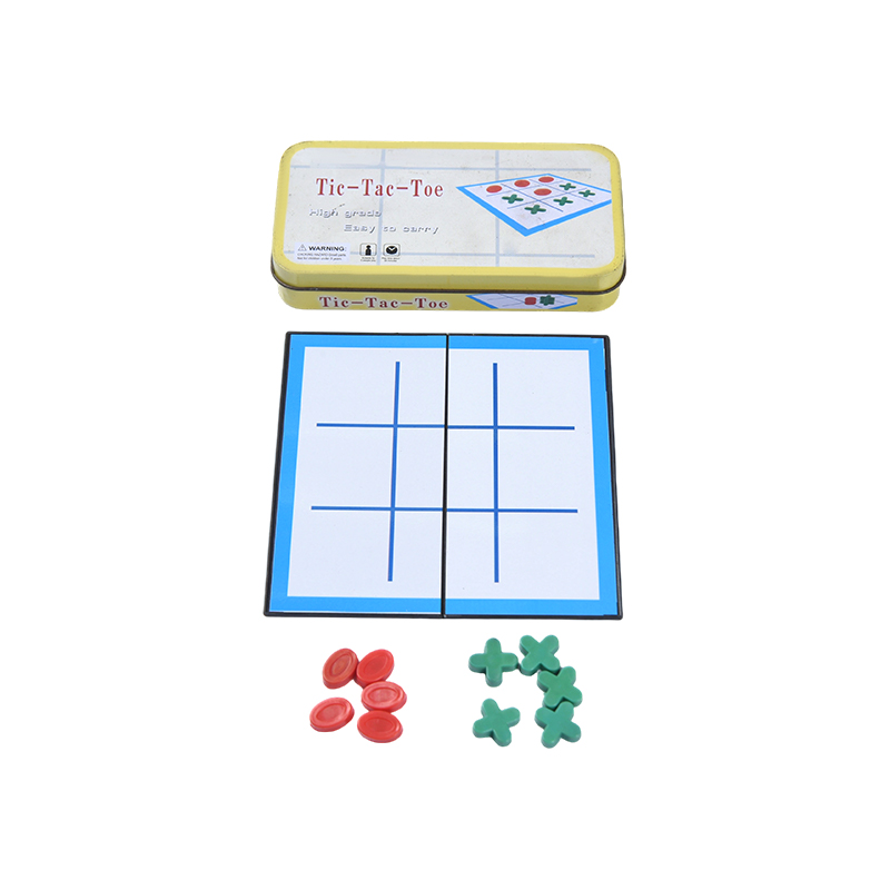 Hordozható klasszikus Tic-Tac-Toe készlet fém tárolótokkal