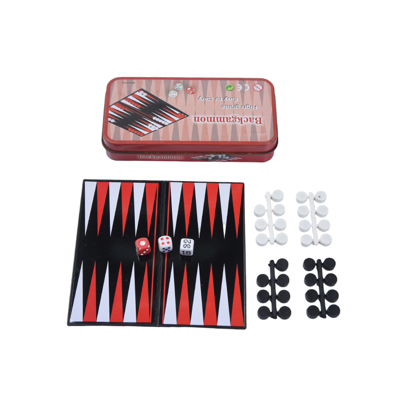 Fém bádog tok, hordozható backgammon játékkészlet