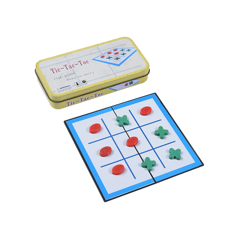 Sárga fém bádog hordozható Tic-Tac-Toe játék