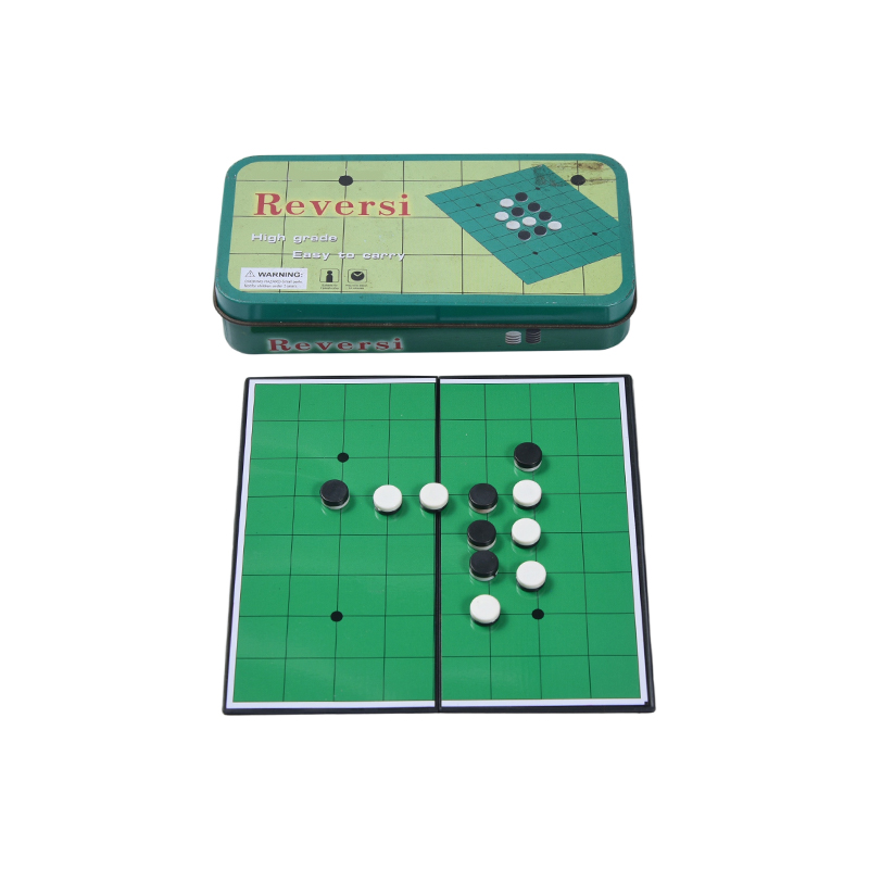 Zöld fém bádog tok hordozható Reversi (Othello) játék