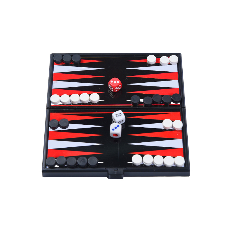 Hordozható mágneses kétoldalas backgammon játékkészlet