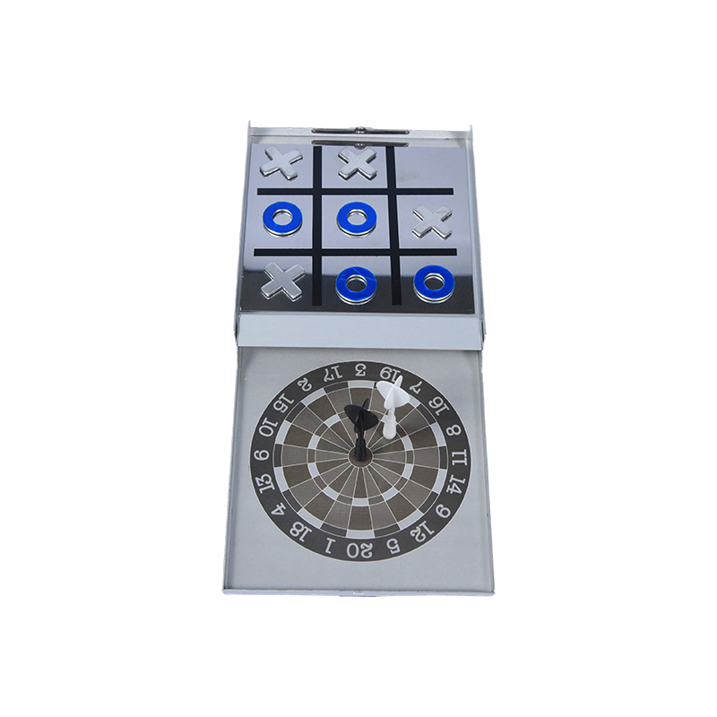 Hordozható Metal Case Edition mágneses dart és Tic-Tac-Toe kombinált játék