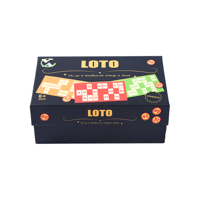 LOTO (bingó stílusú) játékkészlet – tokenekkel, kártyákkal és tárolódobozsal